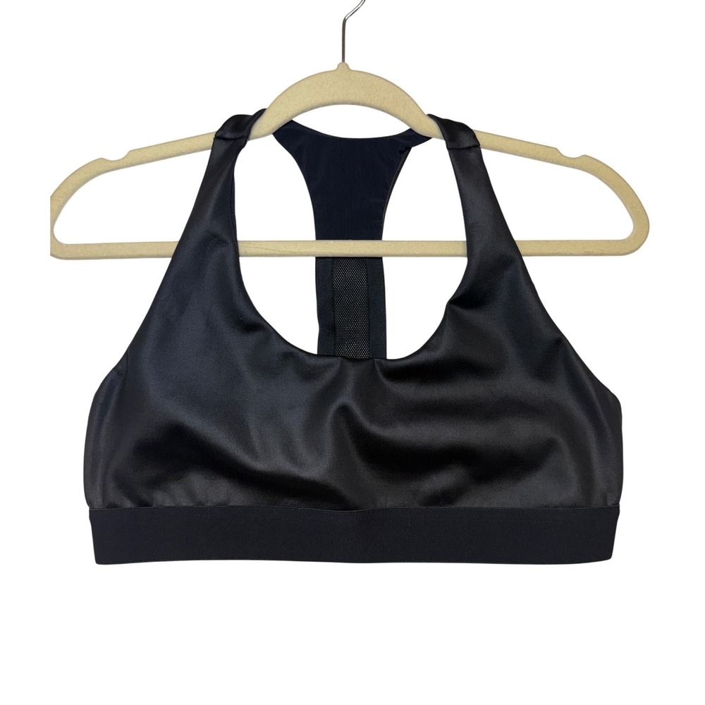 Koral Black Lustrous Racerback Sports Bra‎ Mesh Detail Activewear Womens